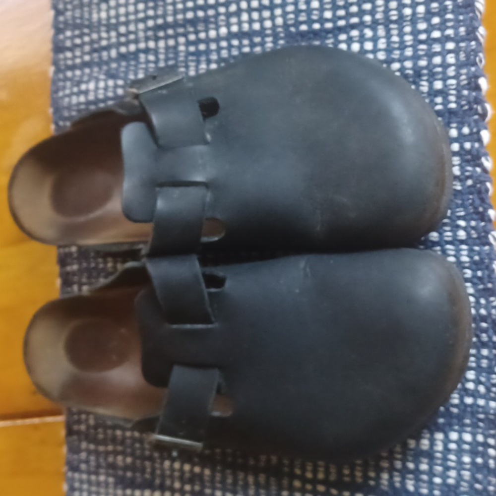 Boston Birkenstock Black Leather Men 10 - Picture 2 of 10